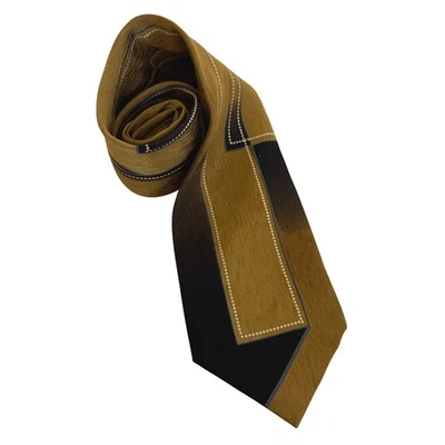 Irvine Park Gold Brown Black Silk Tie Handmade Mens Necktie Office Formal Gift Foto 1 de 4