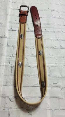 De Colección Columbia Ropa Deportiva Lona Cuero Cinturón Plata Bajo Pez Medallón Hombres 36 Foto 1 de 4