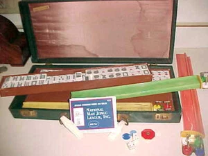 MAH JONGG suitcase set BAKELITE Hand-Painted - Picture 1 of 12