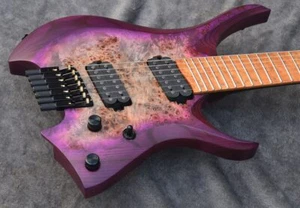 NK New 7 Strings Headless Electric Guitar Purple Burst Roasted Wenge Neck - Picture 1 of 6