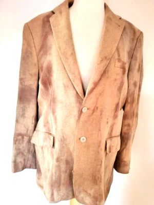Blazer de seda traje corbata teñido abrigo camuflaje safari vaquero marrón gris tostado beige 42 43 XL Foto 1 de 3