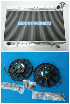 Aluminum Radiator&Fan For NISSAN PRIMERA P10 200SX SR20DE INFINITI G20 2.0 91-96 - Image 1 of 4