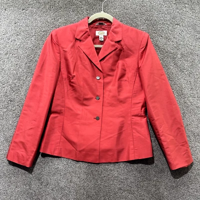 Talbots Blazer 4 розовый 100% шелк 3 кнопки карьера куртка выемка лацкан офис карьера - Изображение 1 из 4