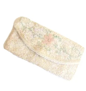 Floral Beaded Purse Sequin Pearlescent Pearl Evening Clutch Cottage Fairy 50s - Picture 1 of 6
