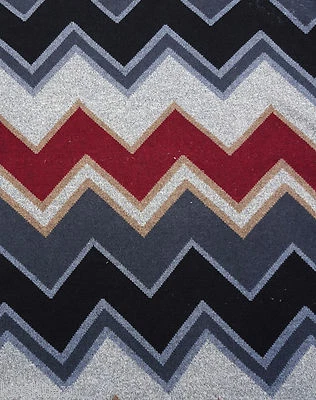 Sweater Knit Fabric by Yard Burgundy Black Oatmeal Chevron Zig-Zag Design 56"W - Image 1 of 4
