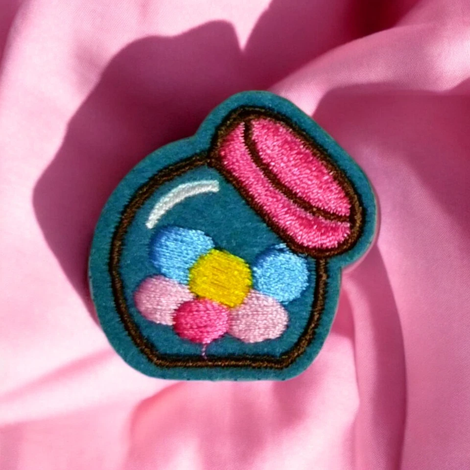 Iron On Patch Candy Gumball Jar Cartoon Clothing Decal Embroidery - Image 1 of 2