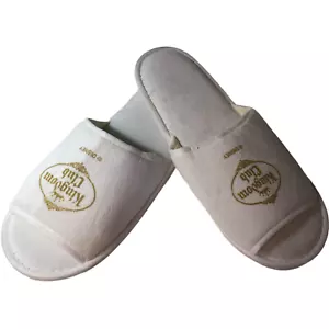 Disneyland Hong Kong Hotel Slippers Women's One Size Kingdom Club White Gold - Picture 1 of 6