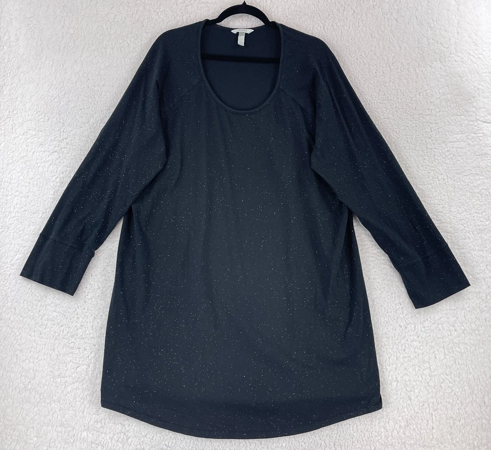 Vestido de pijama Soma para mujer talla XXL negro plateado brillante manga larga pulóver Foto 1 de 4