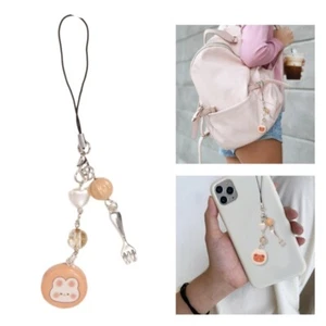 Phone Strap Funny Fork Phone Charm Keychain Lovely Cat Keychain for Women Girls - Photo 1 sur 9
