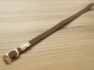 Vintage Sonit Nylon Perlon Brown One Piece 10mm Watch Strap Gold Buckle - Picture 1 of 5