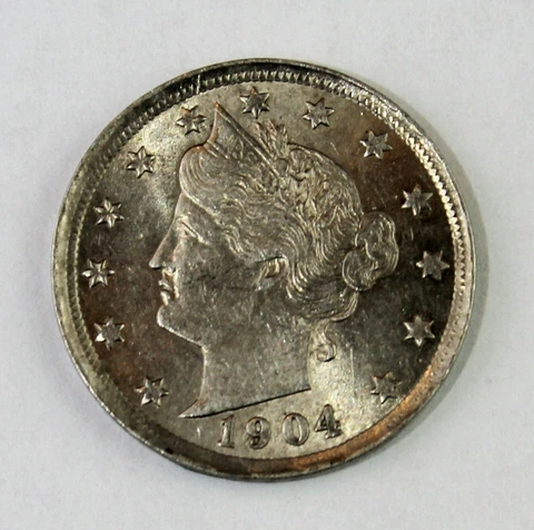 1904 Liberty V Nickel Uncirculated Great Luster! UNC BU 5c Coin Cover