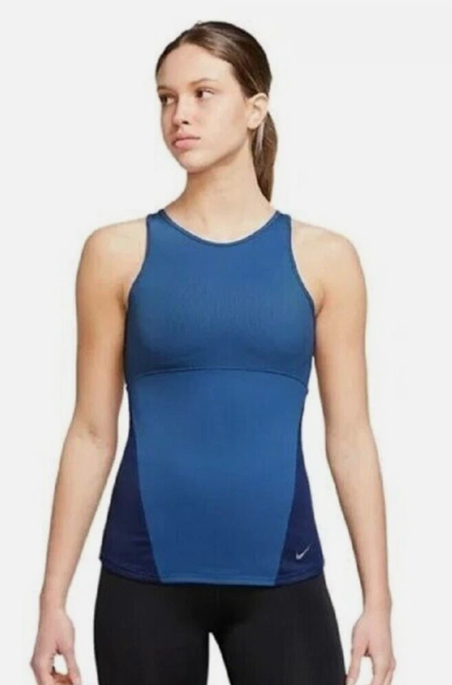Nike Womens Yoga Sleeves Tank Top (as1 Alpha m Regular Regular) Blue