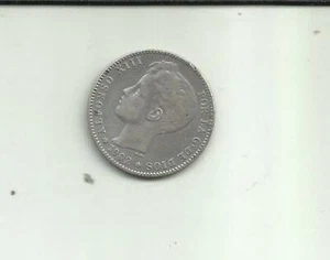 SPAIN 1 PESETA ALFONSO XIII 1902. SILVER COIN. XF CONDITION. 7RW 23AGO - Picture 1 of 1