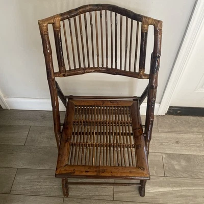 陆龟竹折叠椅复古中世纪甲板露台木质 — 第 1/4 张图片