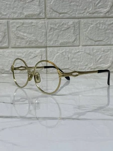 Vintage Round Gold Eyeglass Frame Retro Engraved Design Unisex Collectible - Picture 1 of 11