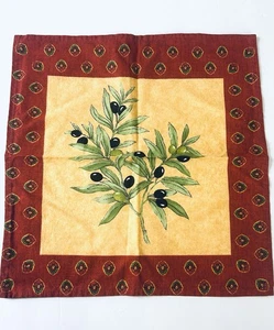 Olive Branch Cotton Cloth Dinner Napkins Set Of 6 Yellow Red 13.X13.5 French - Picture 1 of 3