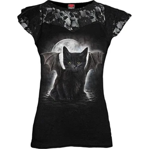 BAT CAT - Lace Layered Cap Sleeve Top Black - Foto 1 di 12