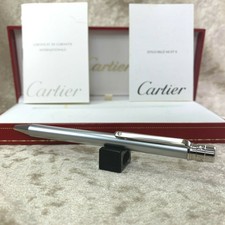 Authentic Santos de Cartier Ballpoint Pen Chrome Finish w/Box & Papers (Unused)