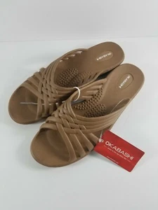 New with Tag Okabashi Women's Venice Slide Sandals Color Toffee ML 8-9 US - Picture 1 of 8