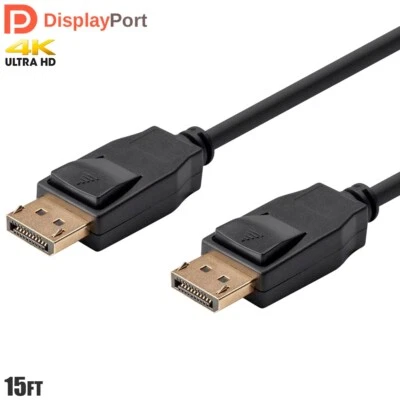 15FT DisplayPort DP 1.2a Male to Male Monitor Video Cable 4K 3D PC Mac Gold - Image 1 of 3