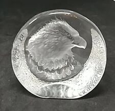 Mats Jonasson Hand Made in Sweden Lead Glass EAGLE Paperweight SIGNED #4101 (A3)