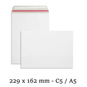 C5 Strong All Board White Rigid Card Peel & Seal Envelopes A5 Mailer Envelope - Picture 1 of 2