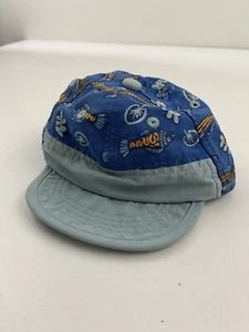 Patagonia Animal Print Fish Infant Baby Sun Hat Cap Boys Size 6 Months 6M Blue - Picture 1 of 7