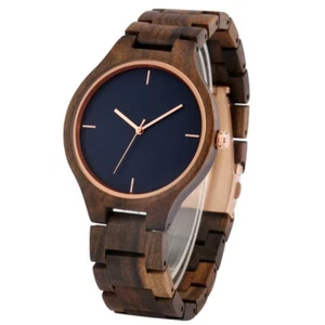 Mens Wooden Watches Minimalist Style Dial Full Wooden Band Quartz Wristwatch - Picture 1 of 11
