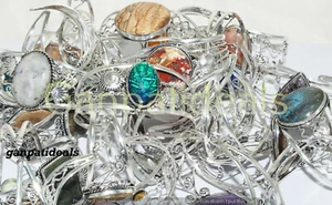 Jasper & Mix Gemstone Big Bangles Wholesale Lot 925 Sterling Silver Plated Lots - Picture 1 of 7