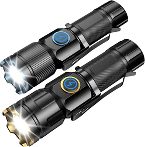 Skylla Rechargeable LED Torch, 2 Pack, 5 Modes, Waterproof, 26-Hour Runtime - Picture 1 of 11