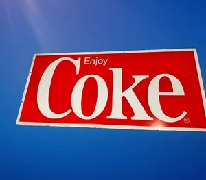 Coca Cola "Enjoy Coke" Metall Werbeschild 10 x 22 cm Original - Bild 1 von 21