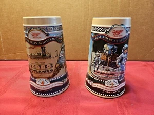 Lot of 2 vintage Miller Brewing Company Beer Steins Mugs - Picture 1 of 6