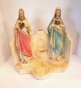 1937 Vintage Jesus and Virgin Mary Chalkware Grotto Alter Shrine RARE Christian - Picture 1 of 17