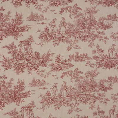 FOY & CO Rot Marie Toile De Jouy auf Leinen Stoff 160 cm pastoral klassische Vorhänge Jalousien