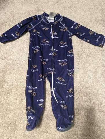 Baltimore Ravens NFL Apparel Baby Infant Size 3-6 Months Pajama Sleeper Bodysuit Cover