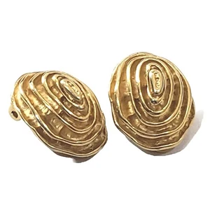 Erwin Pearl Polished Gold Tone Rosebud Clip On Earrings Signed Vintage - Picture 1 of 12