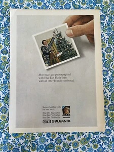 Vintage 1971 Sylvania Blue Dot Flash Print Ad Old Christmas Photo In Ad - Picture 1 of 7