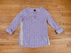 J CREW Women Sz 2 Pink print metallic Boho Cotton Tunic Top Made in India - Picture 1 of 6