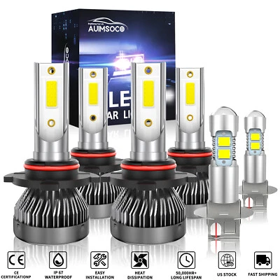For GMC K1500 K2500 K3500 Combo LED Headlight High Low & Fog light bulbs Kit A+ - Image 1 of 4