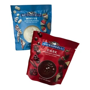 GHIRARDELLI ~ Dark Chocolate White Vanilla Melting Wafers 10 oz BAGS - BAKING - Picture 1 of 5