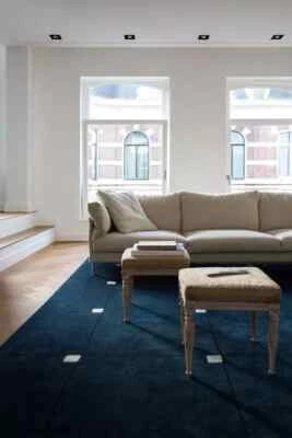 Alfombra acolchada a mano azul verdoso - Alfombra moderna hecha a mano para decoración estética de dormitorio Foto 1 de 4