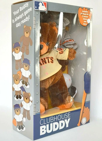 San Francisco Giants Club House Buddy Bear w/ 2 Jerseys, Shoes, Ball, Glove NEW Cover