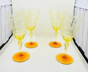Vaselina pie ámbar S/4 Utility Glass Works Cambodia Ware vino agua copa - Imagen 1 de 15