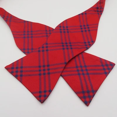 Izod 领结红色蓝色格子 2.75 英寸宽自领带丝绸 — 第 1/4 张图片