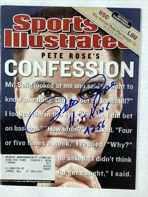 Pete Rose Signed Sports Illustrated 1/12/04 Reds Phillies Baseball Autograph JSA - Image 1 of 4