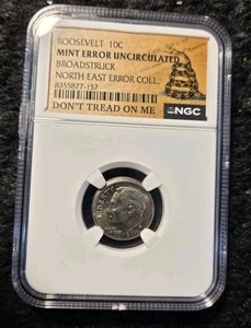 2005 P NGC Uncerculated Roosevelt Dime Mint Error Broadstruck Don't Tread On Me - Picture 1 of 4