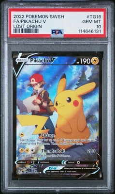 Pikachu v TG16/TG30 Swsh11: Lost Origin Trainer Gallery Holo Card PSA 10 - Image 1 of 2
