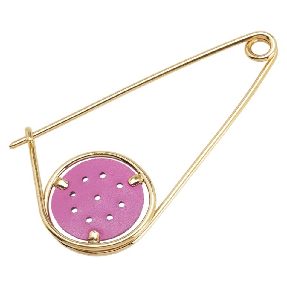 Broche prendedor LOEWE Meccano en cuero chapado en oro y púrpura para mujer GZl1c0w3 Foto 1 de 1