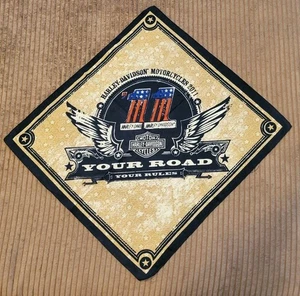 Vintage Harley Davidson Bandana "Your Road, Your Rules" Biker USA Handkerchief - Picture 1 of 4