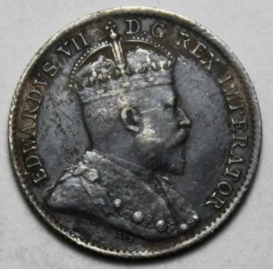 Canada 1904 Silver 5 Cents, Nice Grade, Surface Corrosion King Edward VII (C429) - Picture 1 of 2